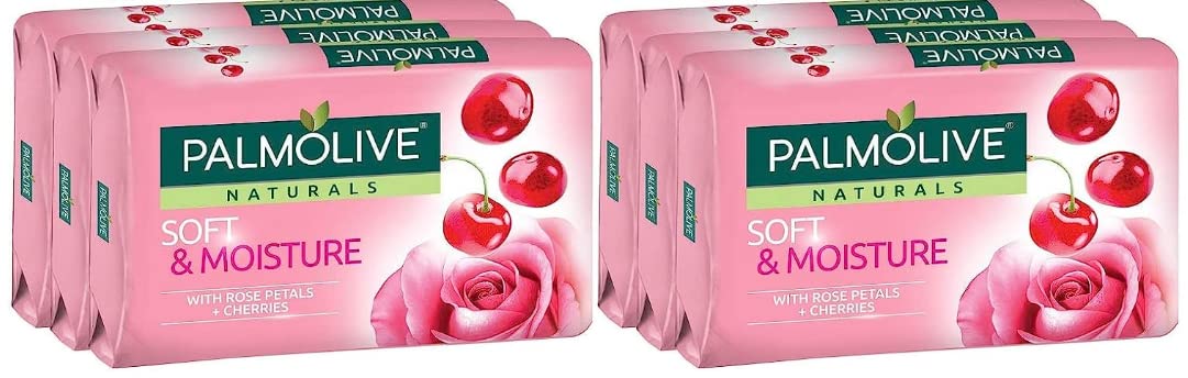 Palmolive Naturals Soft & Moisture Bar Soap with Rose Petals & Cherries, 80 G / 2.8 Ounce Bars, 3 in a Pack (Pack of 4) Total 12 Bars