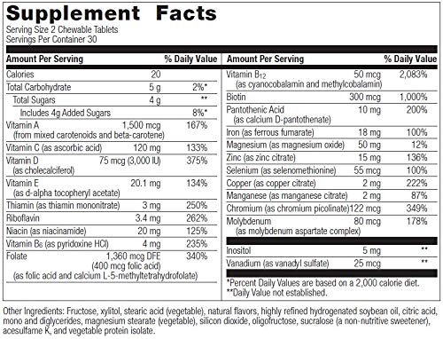 Bariatric Advantage Chewable RP Multivitamin - for Bariatric Surgery Patients - with Iron, Copper, Vitamin C, A, Zinc & More - 100% DV of 18 Nutrients - 60 Count - Mixed Fruit