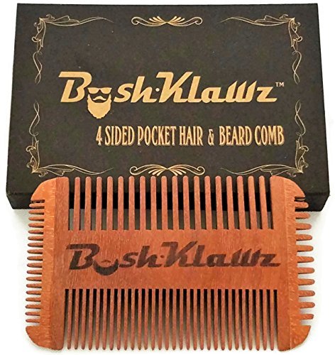BushKlawz 4 Sided Pocket Beard, Mustache, Hair, and Side Burns Comb