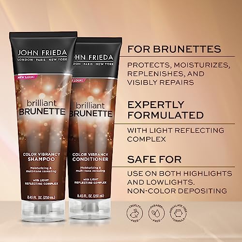 John Frieda Brilliant Brunette Multi-Tone Revealing Color Protecting Duo Set Shampoo and Conditioner, 8.45 Ounce, 1 Each