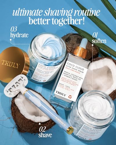 Truly Beauty Coco Cloud Shaving Cream for Women Sensitive Skin Whipped Shave Butter for Legs, Pubic Hair, Underarm, Body, Intimate Bikini Area, etc. 2 OZ