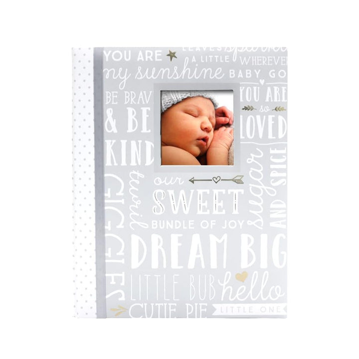 Lil Peach First 5 Years Dream Big Wordplay Baby Memory Book, Gender-Neutral Baby Keepsake for New and Expectant Parents, Pregnancy And Milestone Journal, Gray