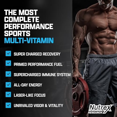 Nutrex Research Vitadapt Complete Sports Multivitamin for Men - 24 Vitamins, KSM-66 Ashwagandha and Minerals for Athletes - Mens Multivitamin (90 Capsules)