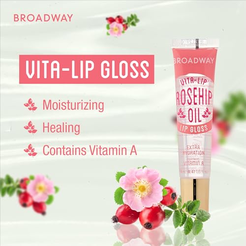 Ruby Kisses Broadway Vita-Lip Clear Lip Gloss (4 Pack Mint, Rosehip, Coconut Oil, Lip Oil Treatment), Ultra-Hydrating & Soothing Formula with Multi-Vitamins, High-Shine Non-Sticky Finish Lip Balm