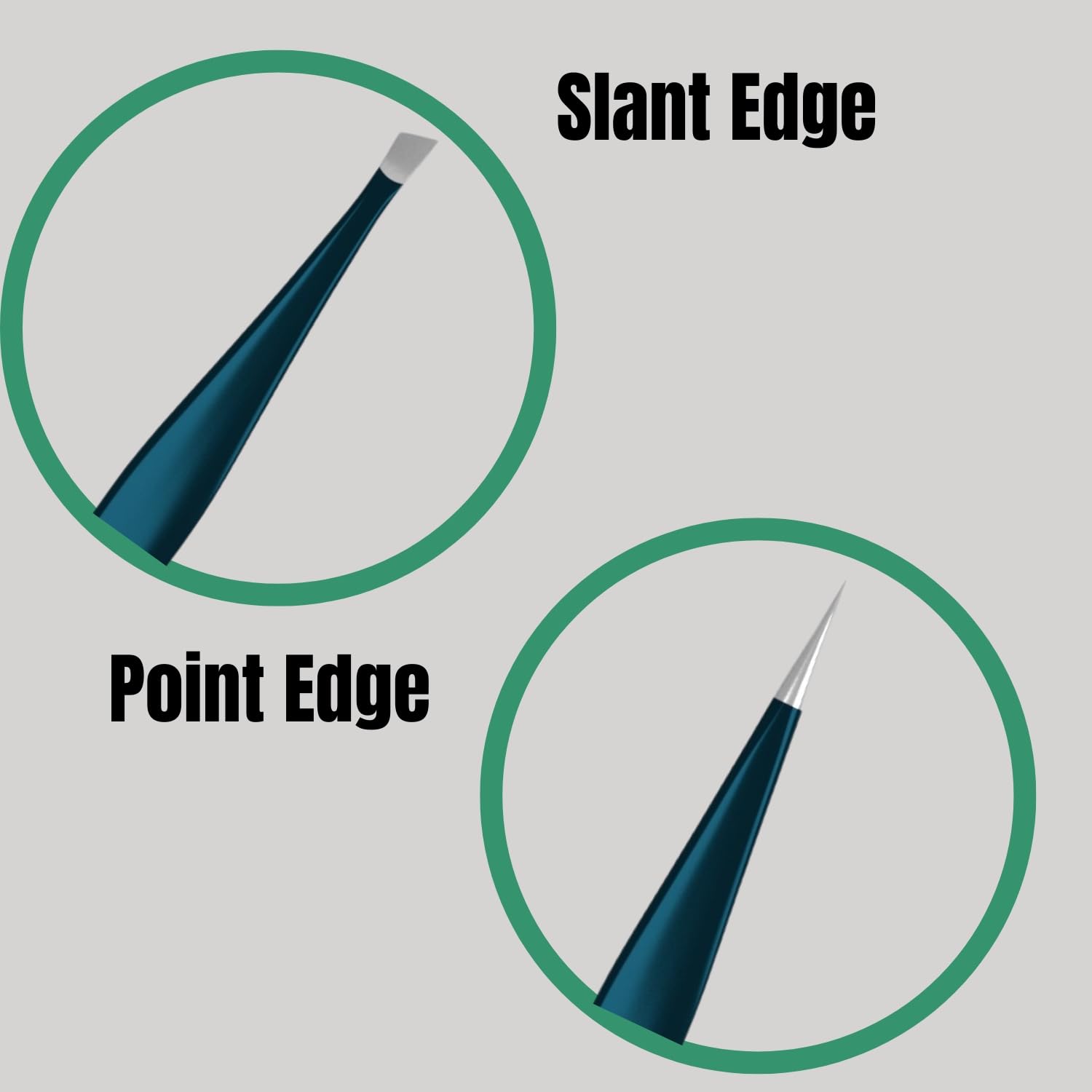 Suvorna 4 Precision Aligned Professional Tweezers Color Sets with Premium Stainless Steel. One Sharp Pointed Pair and One Slant Tip Pair for Eyebrow Shaping. Great for Ingrown Hair (Green)