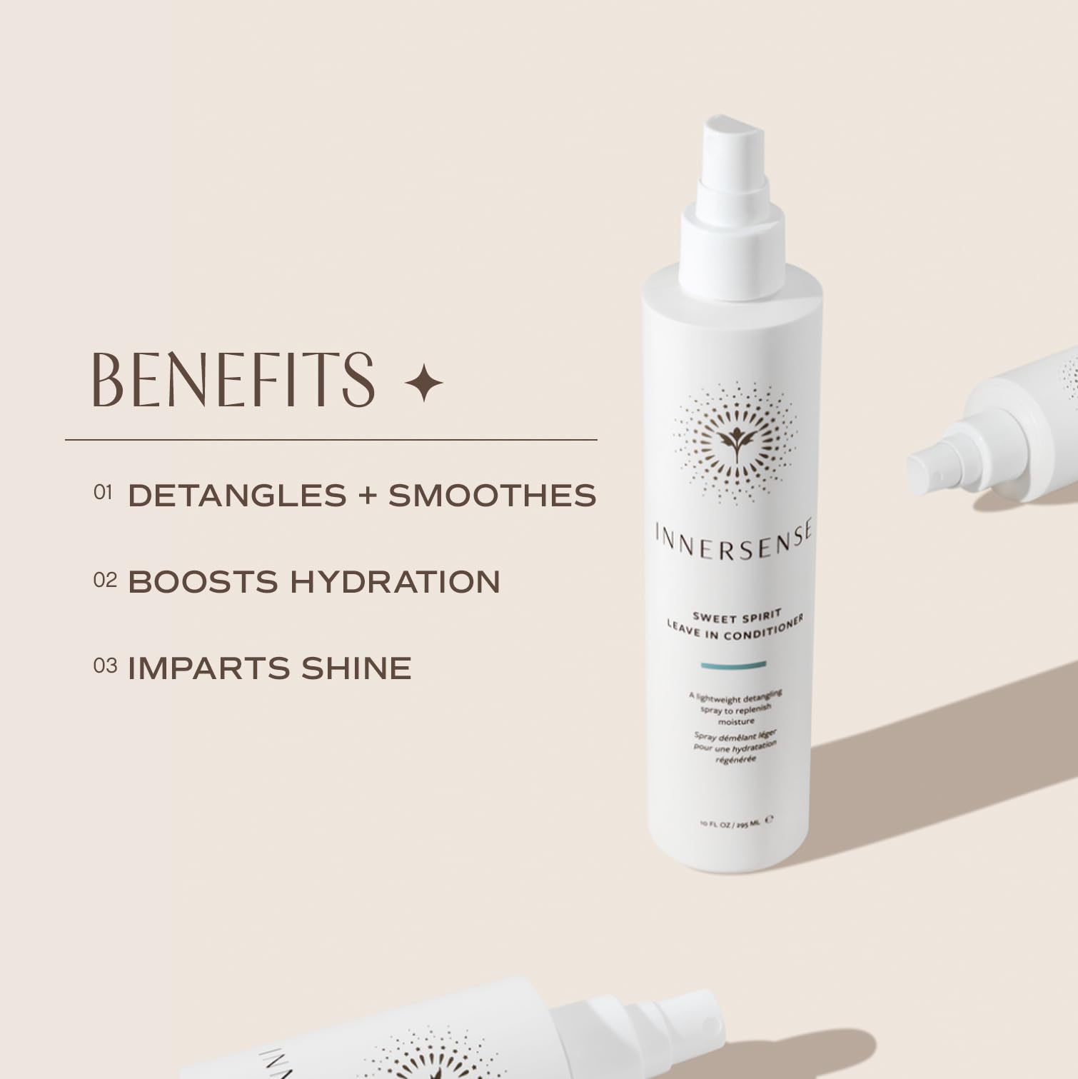 INNERSENSE Organic Beauty - Natural Sweet Spirit Leave-In Conditioner | Detangling, Hydrating, Smoothing | Non-Toxic, Cruelty-Free, Clean Haircare (2 Pack - 2 fl oz | 59.1 mL each)