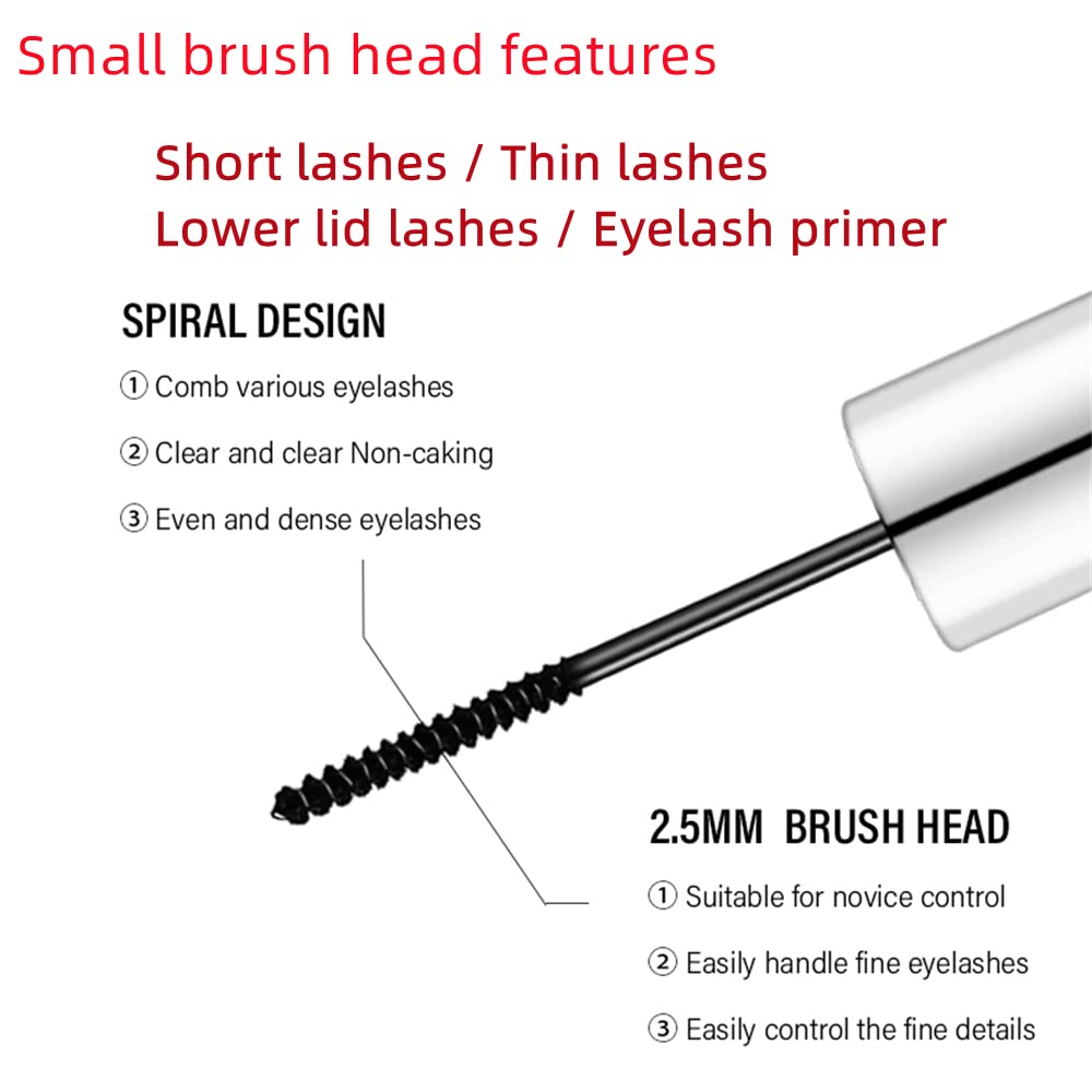 2 in 1 Mascara for Fine Short Eyelash,Big and Small Brush, Washable Voluminous Eyelash Mascara Intense Lengthening Mascara for Women and girl, Black (1 Pcs)