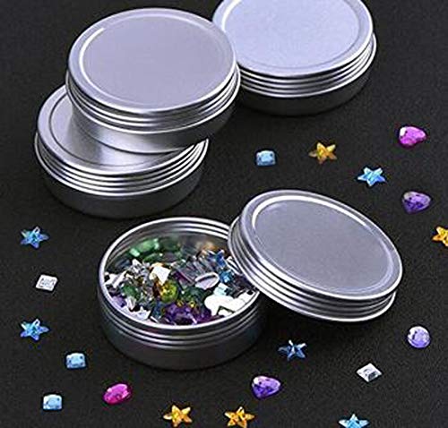 12PCS 20g Empty Refill Silver Aluminum Cosmetic Sample Packing Tins with Screw Lids Travel Round Storage Jar for Lip Balm DIY Candles Eye Shadow Powder