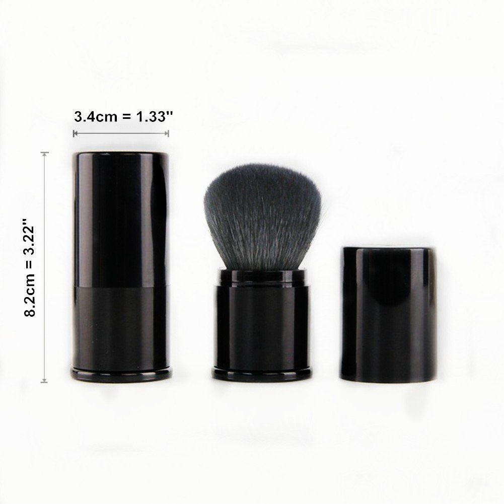 Aguder Black - Goat Hairs: Retractable Kabuki Makeup Brush - Premium Goat Hairs Blush Brushes Great For Blending Liquid, Cream, Mineral Cosmetics Or Translucent Powder (Black - Goat Hair