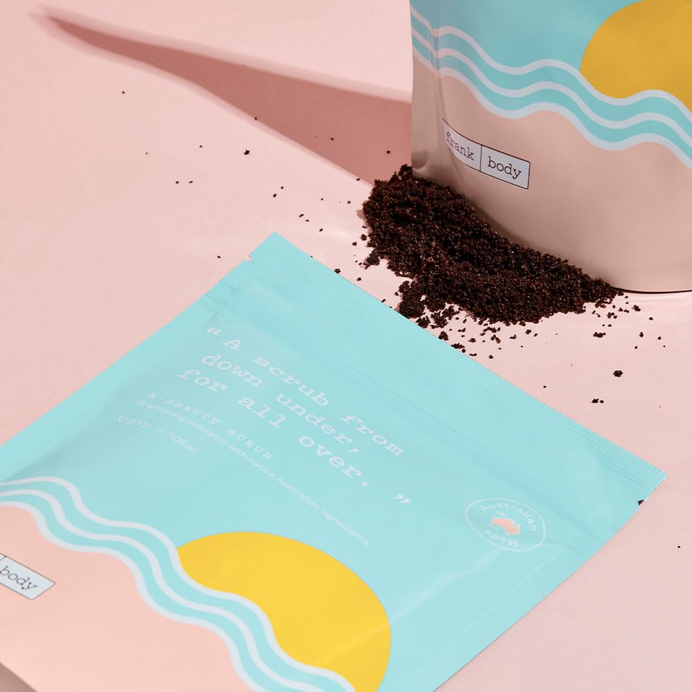 Frank Body A-Beauty Scrub | Natural, Vegan, Cruelty Free Exfoliating Body Scrub Brightens, Hydrates, and Nourishes with Macadamia Oil, Kakadu Plum, and Vitamins A, E, and D | 7.05 oz / 200 g