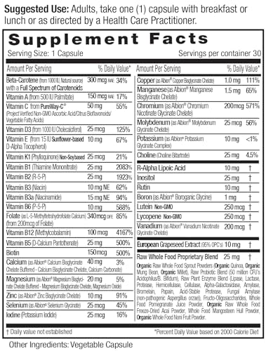 EMERALD LABS Complete 1-Daily Multi - Complete Multivitamin for Men & Women with Vitamin C, Methylated Folate, Whole-Food Blend & More for Immune Support, Bone Health & More* - 30 Vegetable Capsules