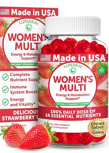 Lunakai USA Made Womens Multivitamin Gummies - Delicious Daily Dose with 16 Multi Vitamins for Women - Energy & Immune Support, Non-GMO, 60 Ct