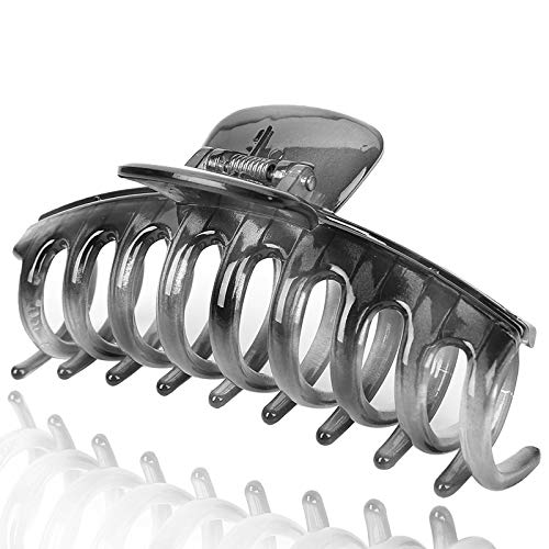 Liasun 4.3 Jelly Color Hair Claw Clip-Acrylic Strong Holding Power Hair Clips Hairgrip for Women and Girls Hair Barrettes for Medium or Long Hair (Light Gray) : Light Gray