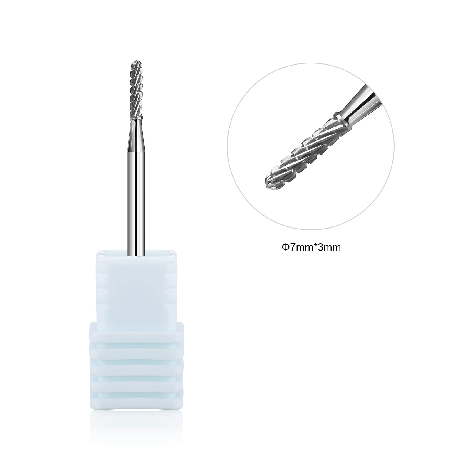 NMKL38 Safety Nail Drill Bits Tungsten Carbide Rotary Burrs Cuticle Clean for Nail Salon Manicure Tools 3/32 Grain Shaped for Electric Nail File Machine