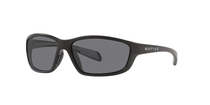 Native Eyewear Kodiak Polarized Rectangular Sunglasses, Matte Black/Gray, 60 mm