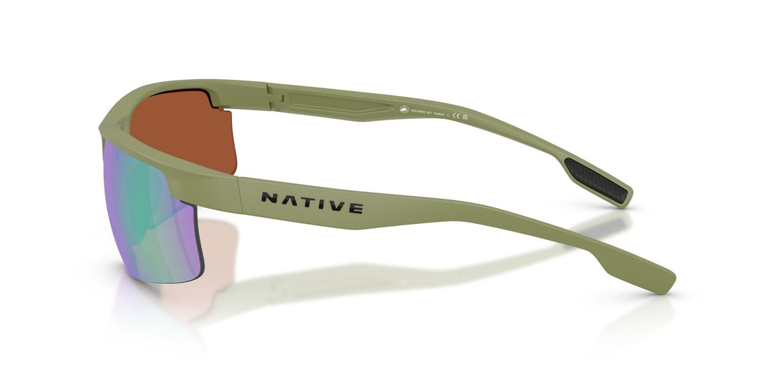 Native Eyewear Men's XD9048 Ridge-Runner Crest Rectangular Sunglasses, Forest Mist Green/Green Mirrored Polarized, 69 mm