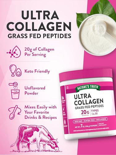 Nature's Truth Collagen Powder | 7 oz | Type I and III | Unflavored | Grass Fed Peptides and Keto Friendly | Non-GMO & Gluten Free Supplement