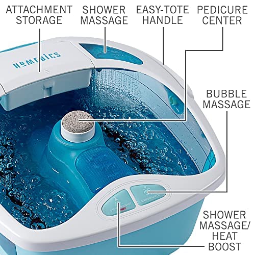 HoMedics Shower Bliss Foot Spa, Shower massage water jets, Pedicure center with 3 attachments, Toe-touch control, FB-625H