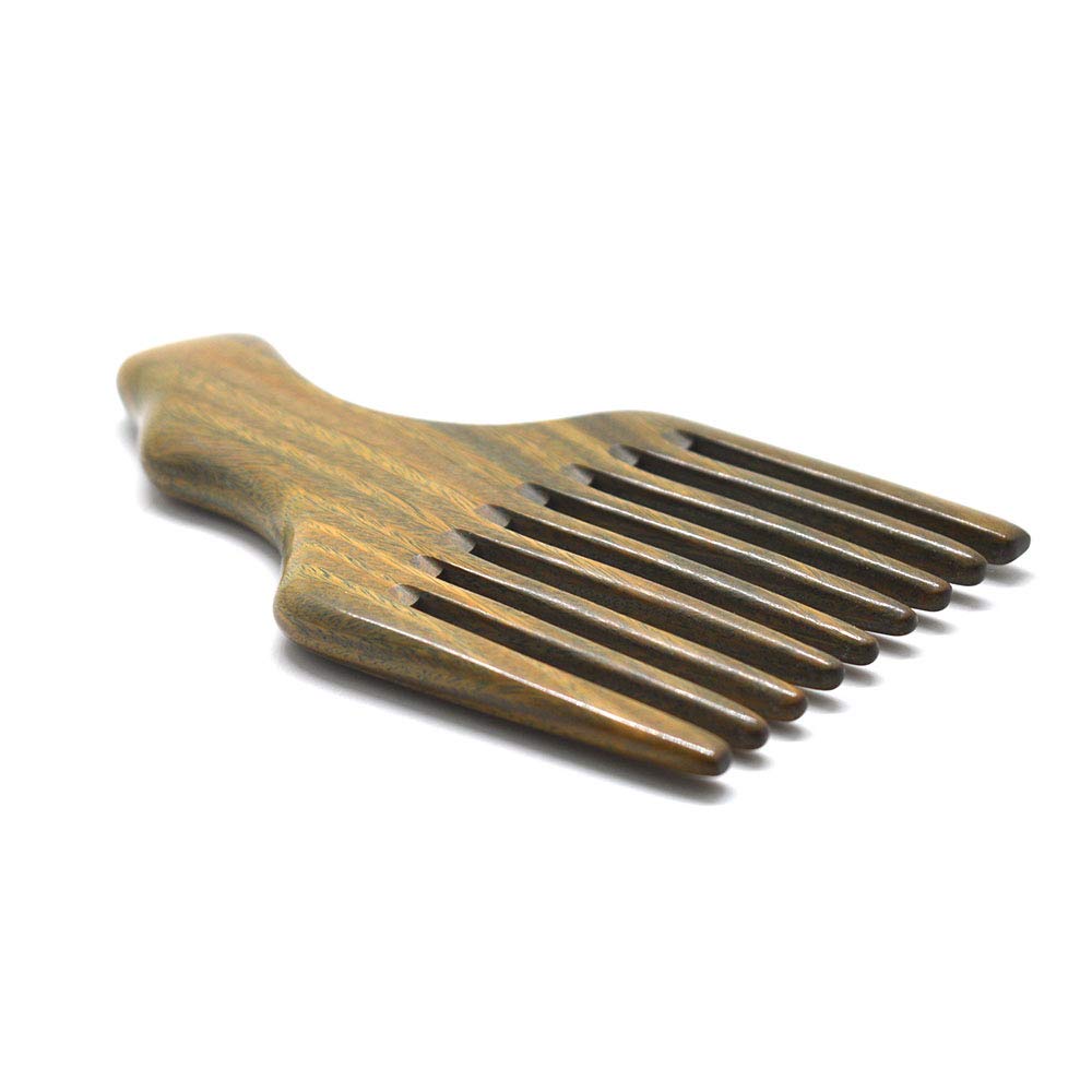 Xuanli Hair/Beard Pick/Wide Tooth Comb – Made Of One Whole Piece Of Natural Green Sandal Wood With Fantastic Handle (M049)