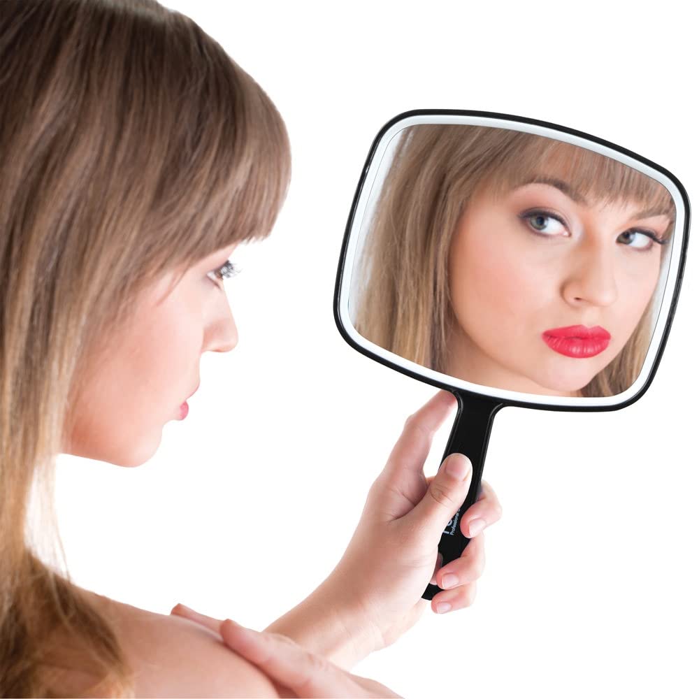 ForPro Premium Hand Mirror, Multi-Purpose Handheld Mirror with Distortion-Free Reflection, Medium, Black, 6.3ââ‚¬Â W x 9.6ââ‚¬Â L
