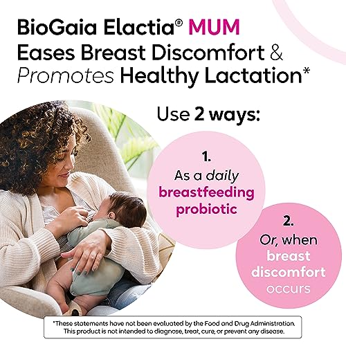 BioGaia Elactia Breastfeeding Probiotic | Lactation Supplements | Newborn Essentials and Probiotics for Both Mom & Baby | Daily Supplement for Healthy Lactation | 30 Count | Breastfeed Happy