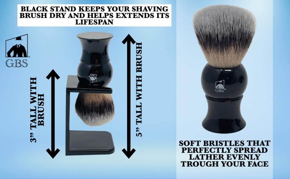 Men's Grooming Set with Shaving Mug with Knob Handle, 100% Synthetic 3rd generation Brush, Brush Stand and 97% All Natural Gbs Ocean Driftwood Shave Soap