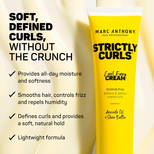 Marc Anthony Curl Envy Cream - Defining Cream for Coarse, Frizzy Curls with Avocado Oil & Shea Butter - Sulfate-Free, Adds Bounce - 6 Oz