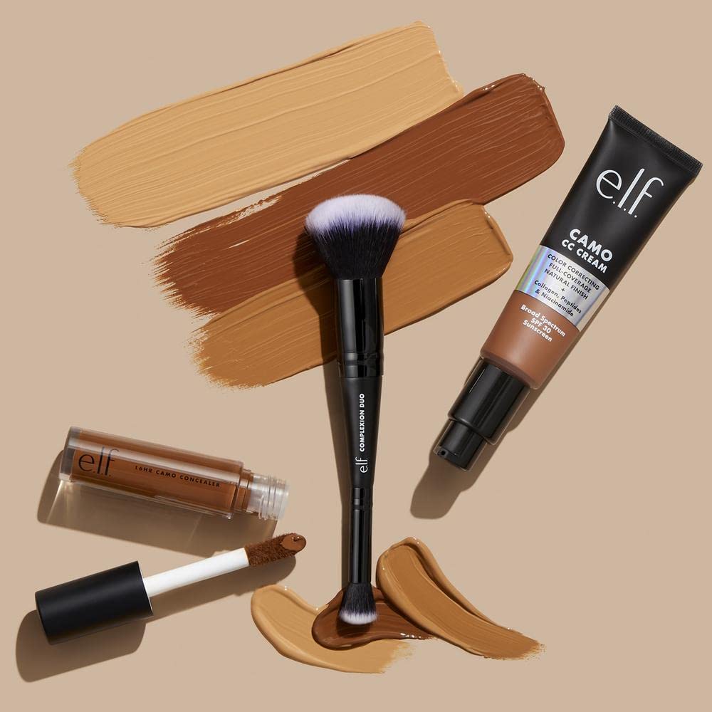 e.l.f. Complexion Duo Brush, Foundation & Concealer Applicator, Airbrushed finish