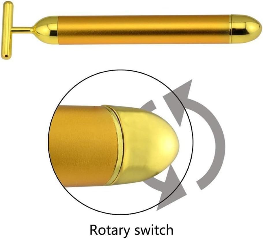 Angel Kiss Beauty Bar 24k Golden Pulse Facial Massager T Shape Gold Facial Beauty Massager Energy