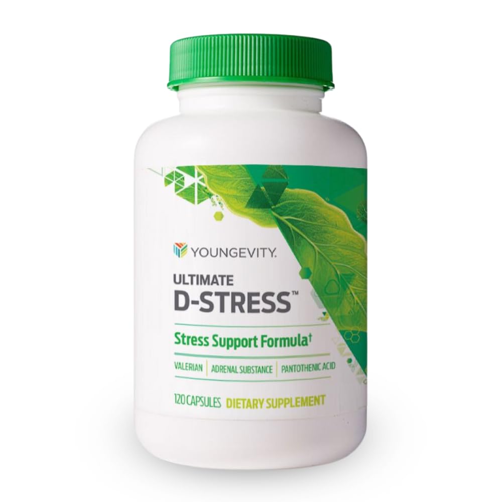 Youngevity Ultimate D-Stress™ – Natural Stress Relief Supplement with Magnesium, Valerian Root Extract, and B Vitamins – Supports Adrenal Health and Nervous System – 120 Capsules