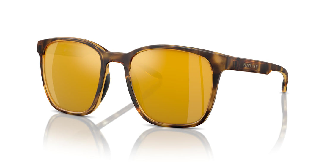 Native Eyewear Targhee Square Sunglasses, Matte Tortoise/Bronze Mirrored Polarized, 54 mm