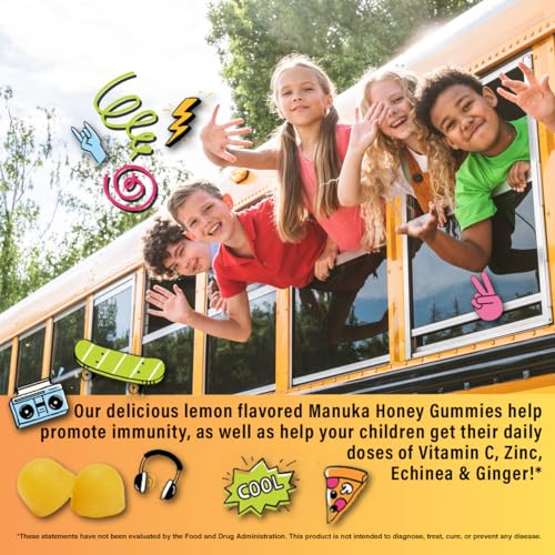Generic 5-in-1 Kid's Immune Support Gummy, Manuka Honey, Vitamin C, Zinc, Echinacea, Ginger, Gummy Supplement, Essential Immune Support Gummies for Daily Use, Natural Citrus Flavored - 60 Count