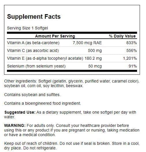 Swanson Vitamins A C E '&' Selenium (ACES) - Promotes Cellular Health '&' Immune Support - Supports Natural Defensive Nourishment - (60 Softgels)