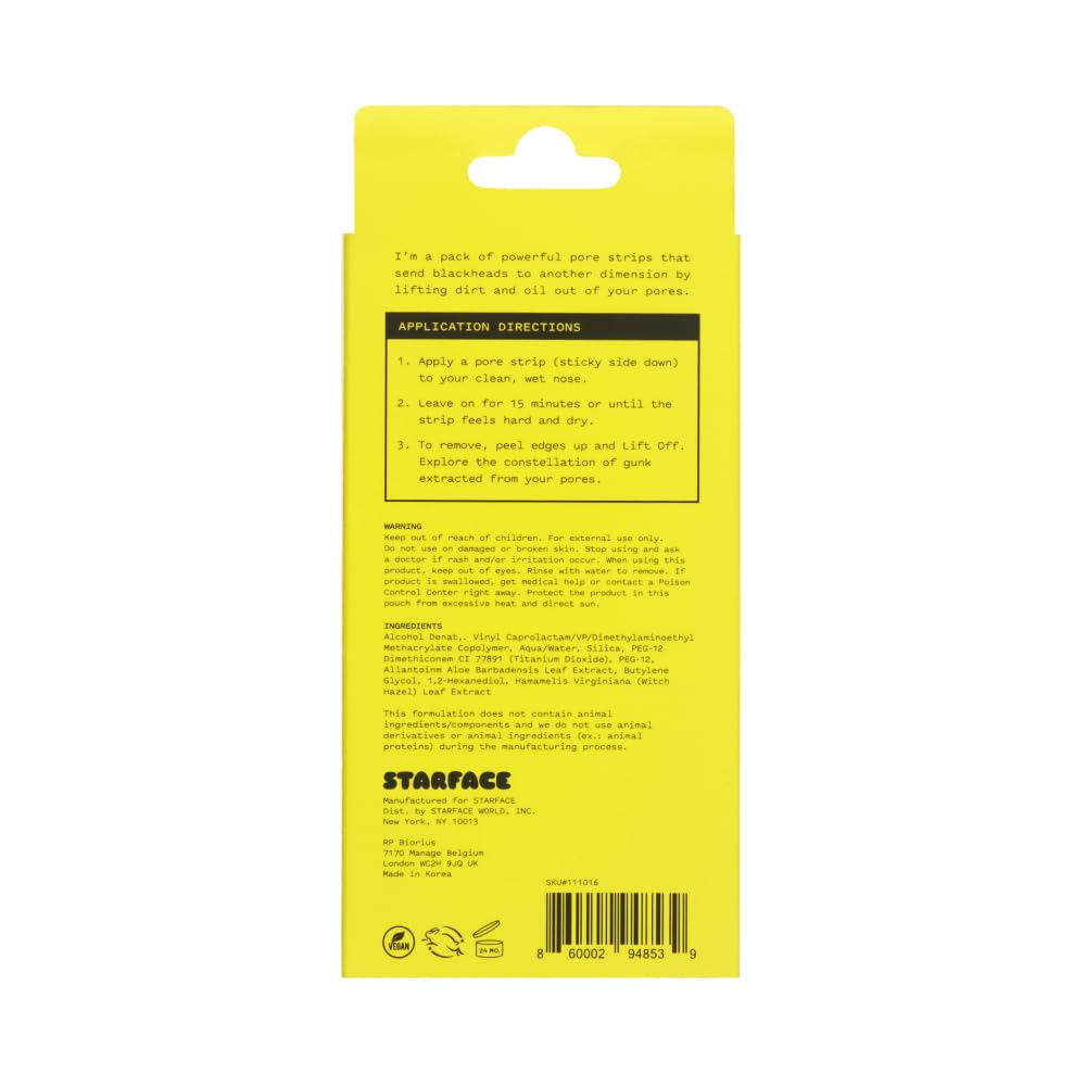 Starface World Lift Off Pore Strips, Blackhead Remover, Deep Cleansing Nose Strip, Patches for Pores (8 count)