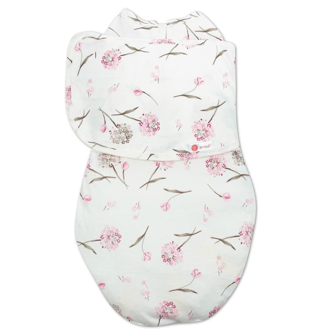embé 2-Way Starter Swaddle Blanket Wrap for Babies 0-3 Months - Pink Clustered Flowers, 6-14 lbs | Easy Diaper Access | Legs in & Out Design | Secure Zipper Stops Unraveling | Stage 1 Sleep