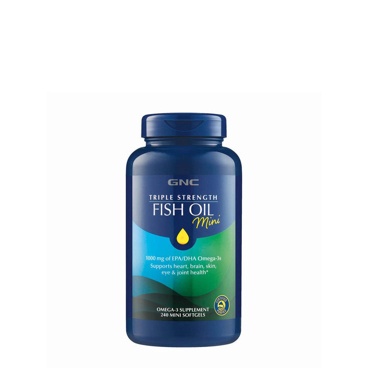 GNC Triple Strength Omega 3 Fish Oil Mini's | Heart, Brain, Joint & Eye Support with EPA & DHA | Non-GMO, Gluten Free | 240 Mini Softgels