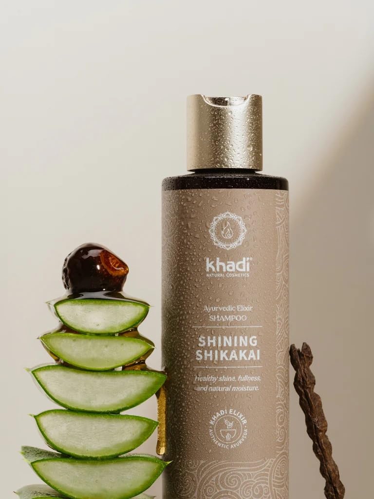 KHADI SHINING SHIKAKAI Ayurvedic shampoo,100% natural, silicone & sulfate-free, Shikakai & Aloe Vera smoothes, conditions, adds shine, split end protection, vegan hair care & organic beauty 6.7oz
