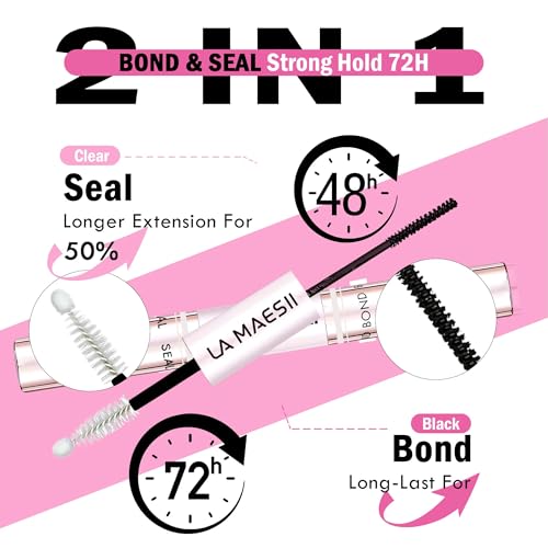LA MAESII Lash Cluster Bond and Seal Waterproof Glue for Eyelash Clusters 10ml 2-in-1 Home Use Strong Hold 72H