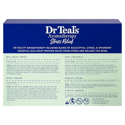 Dr Teal's Aromatherapy Stress Relief Starter Pack, Eucalyptus, Citrus and Spearmint, 5 Pieces