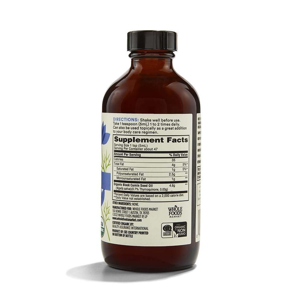 Whole Foods Market Organic Black Seed Oil, 8 Fl Oz
