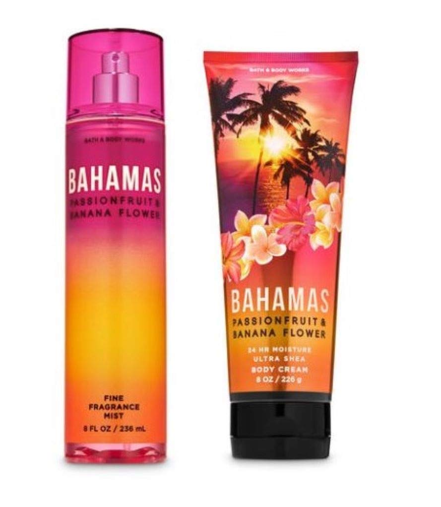 Bath and Body Works - Bahamas Passionfruit & Banana Flower - Fine Fragrance Mist and Ultra Shea Body Cream - Full Size –2020