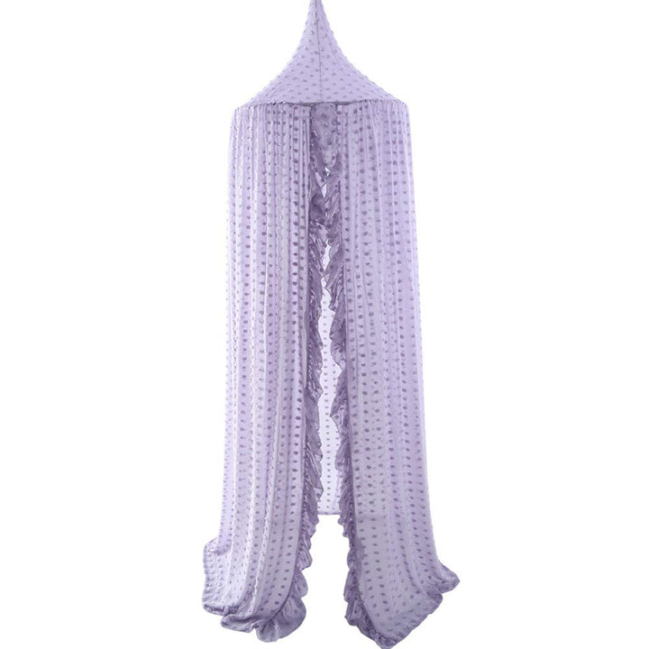 Kids Bed Canopy for Girls, Beige Crib Princess Hanging Children Canopy Tent, Toddler Girl Bed Netting for Baby Room Bedroom Reading Nook, Macrame Lace Boho Nursery with Pom Pom