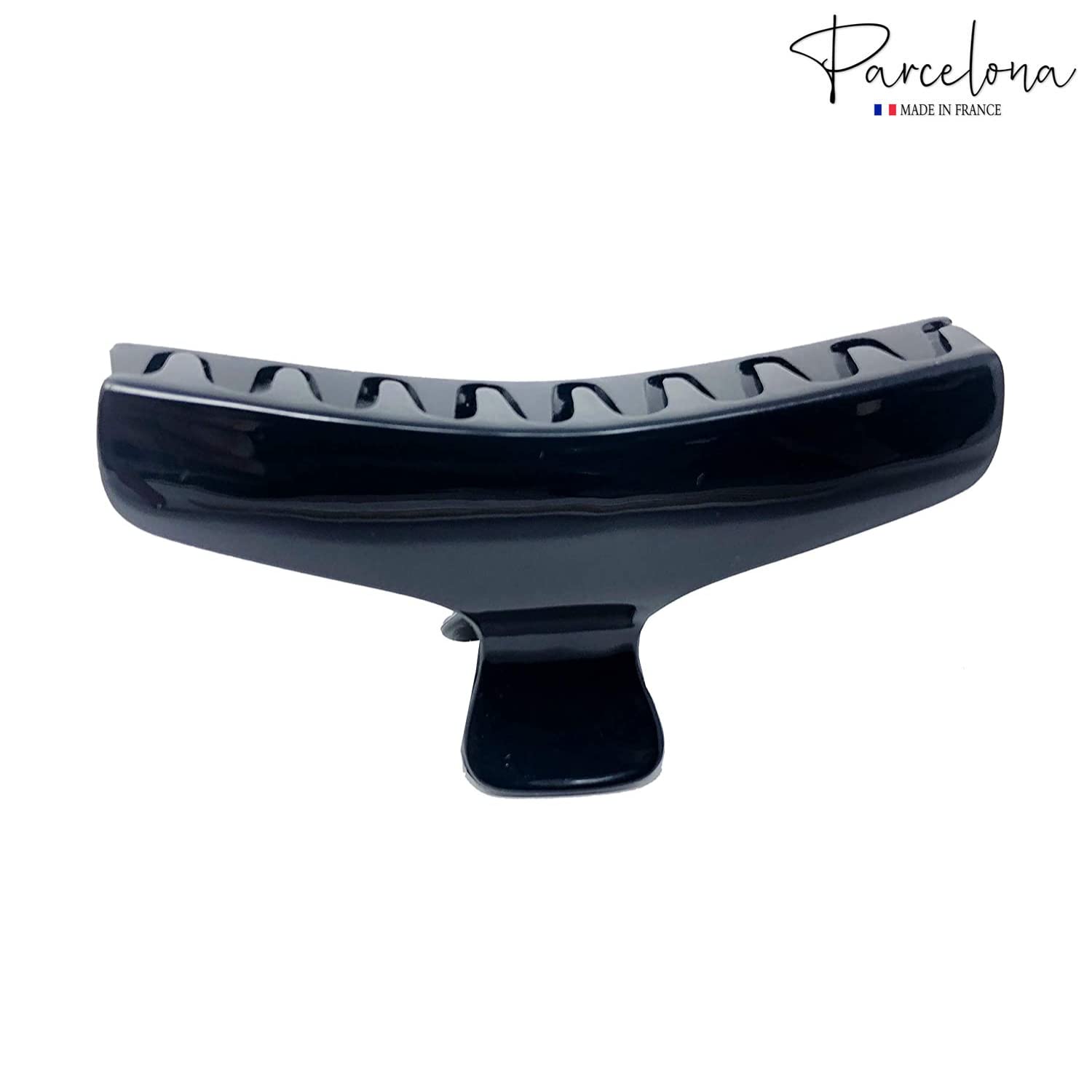 Parcelona French Flat Black Large 4ââ‚¬Â Salon Style Jaw Hair Claw Clip Clutcher Clamp for Women and Girls, Made in France