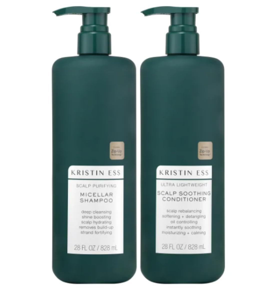 Kristin Ess Scalp Soothing Duo: Purifying Micellar Shampoo (28 fl oz) & Ultra Lightweight Conditioner.