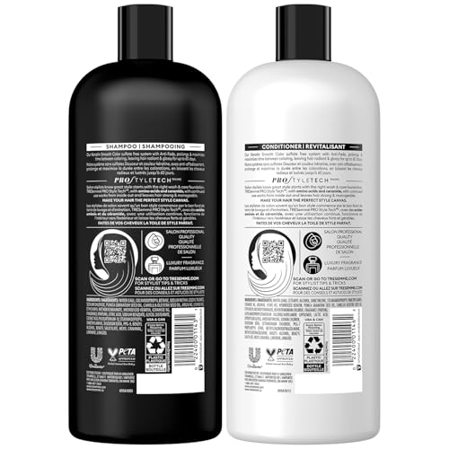 TRESemmé Shampoo and Conditioner, Keratin Smooth Color – Anti-Fade, Anti-Frizz Hair Products for Color-Treated Hair, 28 Oz Ea