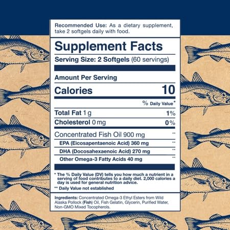 Wiley's Finest Wild Alaskan Fish Oil Easy Swallow Minis - Omega-3 Fish Oil Supplement for Adults and Kids - Double-Strength 630mg EPA and DHA Natural Supplement - 120 Mini Softgels (60 Servings)