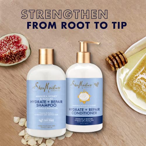 SheaMoisture Shampoo and Conditioner Set, Manuka Honey & Yogurt (13 Oz Ea) + Whipped Curl Cream (11.5 Oz) 3pc Bundle, Hydrate and Repair Shampoo and Conditioner, Shea Moisture Curly Hair Products