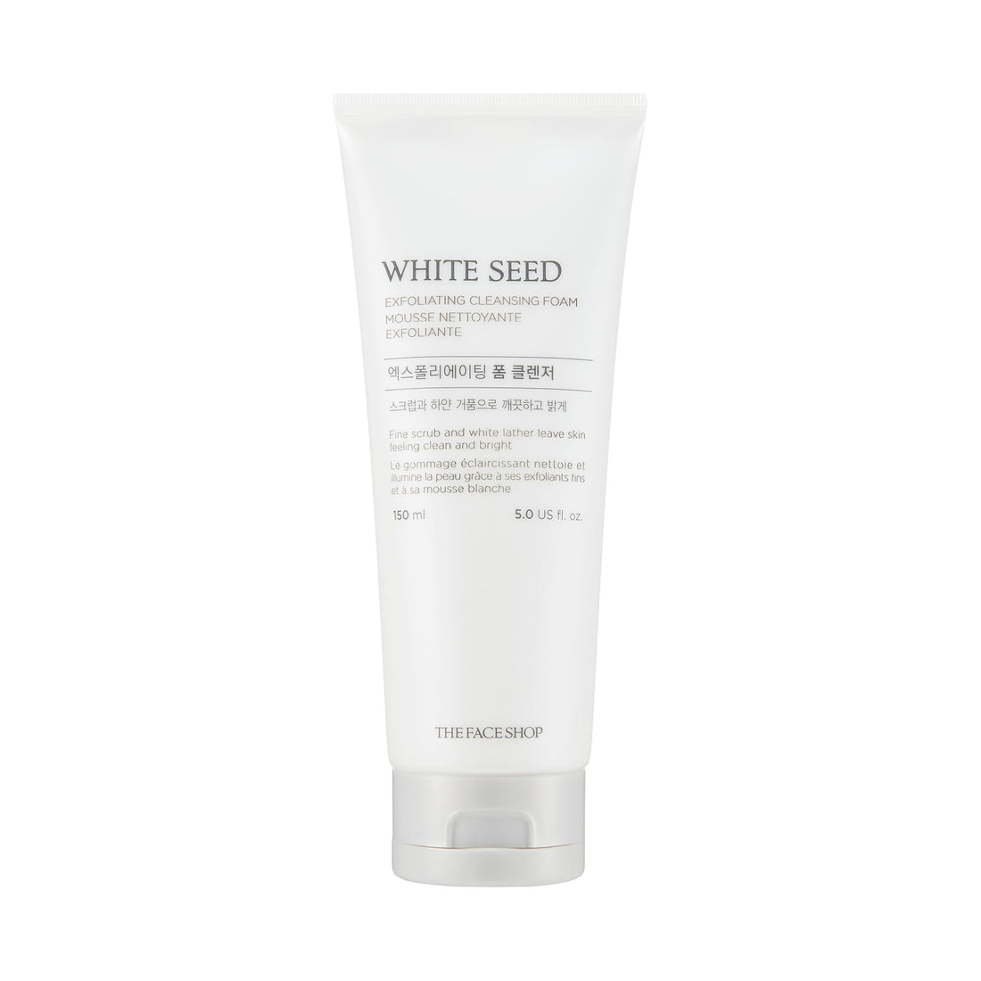 The Face Shop White Seed Exfoliating Cleansing Foam | Face Wash, Deep Clean, Complexion Brightening, Dead Skin Removal | Skin Texture & Clarity Improvement, Dullness Reducing, 5.07 Fl Oz