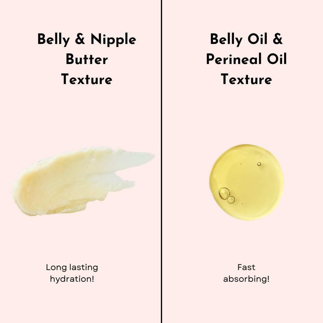 Irene Organics Belly Bundle - Organic Belly Balm and Natural Oil for Pregnancy Stretch Marks and Scars (5 piece set - SM)