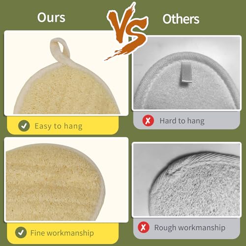 Natural Loofah Exfoliating Body Scrubber(2Pack),Made from Organic Bath Luffa for Women and Men